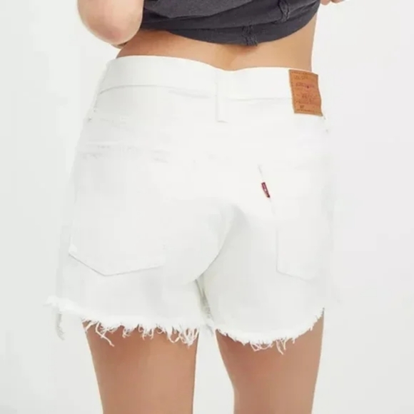 Levi's 501 Jean Denim Cutoff Shorts White - Picture 5 of 15